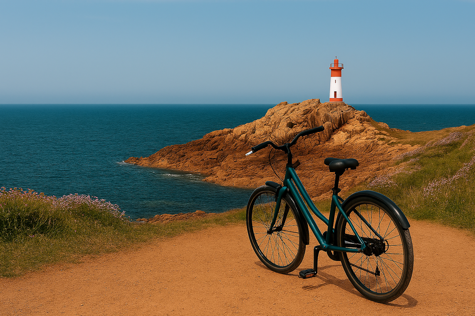 Scopri di più sull'articolo Île de Bréhat in bici: viaggio tra scogliere rosa, fiori e artigiani in Bretagna